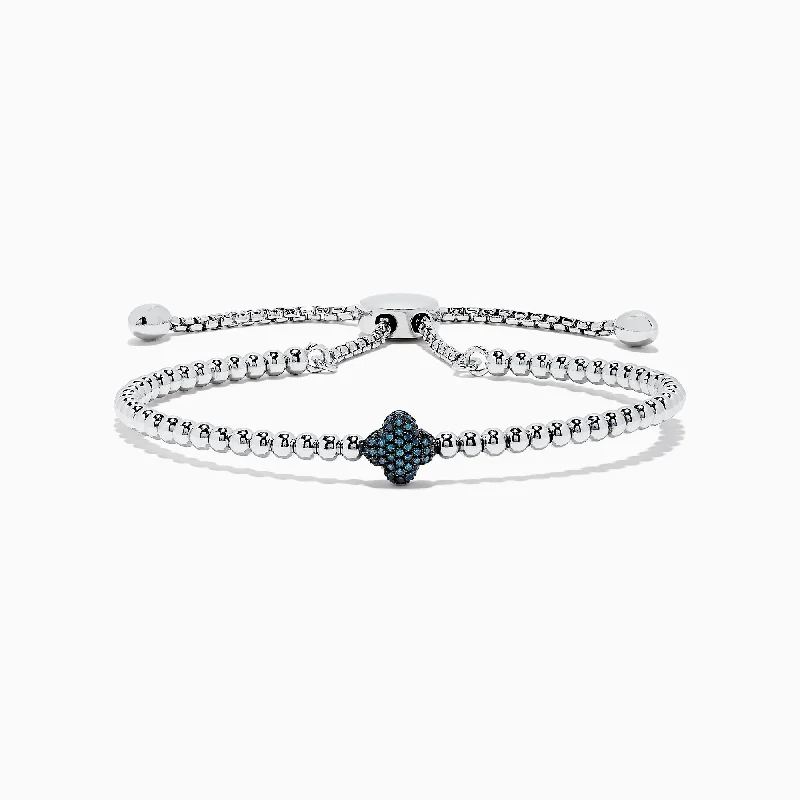 Grab Your Favorite Jewelry At The Lowest Prices 925 Sterling Silver Blue Diamond Bracelet, 0.21 TCW