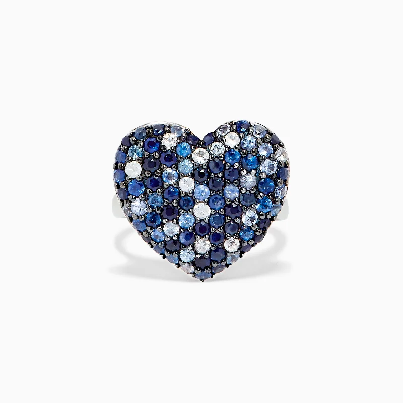 Elegant Jewelry, Exclusive Prices – Shop Now 925 Sterling Silver Blue Sapphire Heart Ring, 2.60 TCW