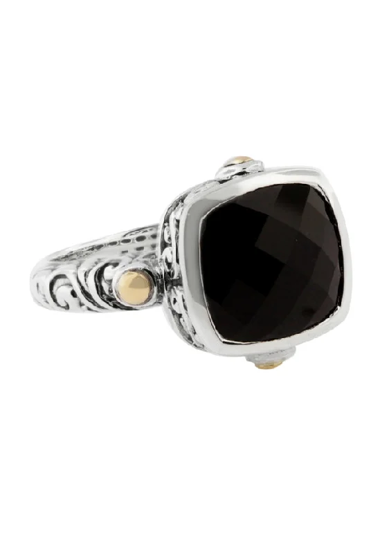 Luxury Jewelry Now At Special Promotional Rates 925 Sterling Silver & Gold Onyx Ring, 4.51 TCW