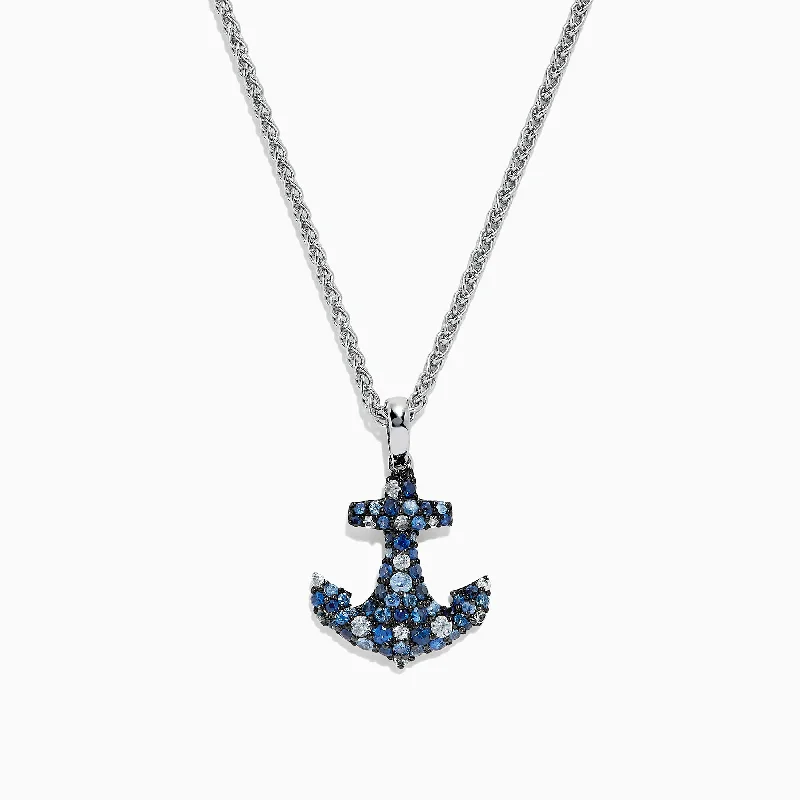 Personalized Jewelry Sale – Meaningful Gifts At Great Prices 925 Sterling Silver Blue Sapphire Splash Anchor Pendant, 1.40 TCW