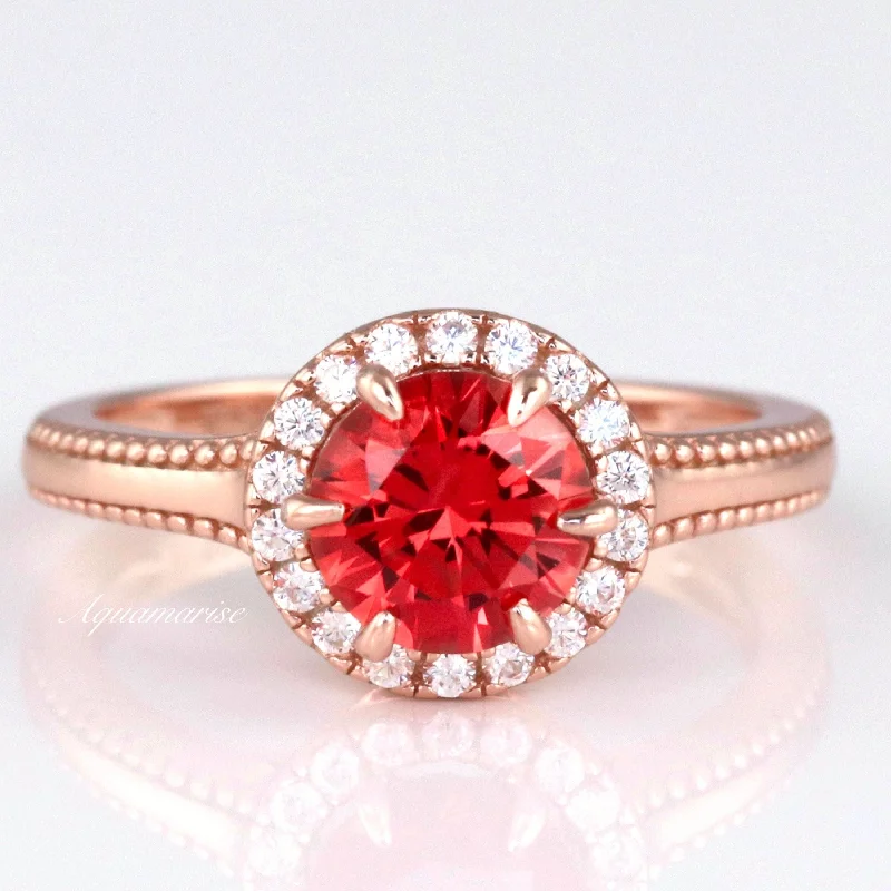 Ella Padparadscha Orange Sapphire Ring- 14K Rose Gold Vermeil