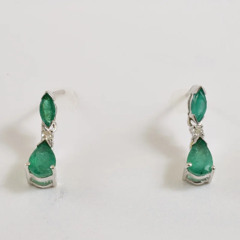 Premium Diamond Jewelry At Once-In-A-Lifetime Discounts Emerald & Diamond Drop Stud Earrings | 0.80ctw, 0.04ctw |