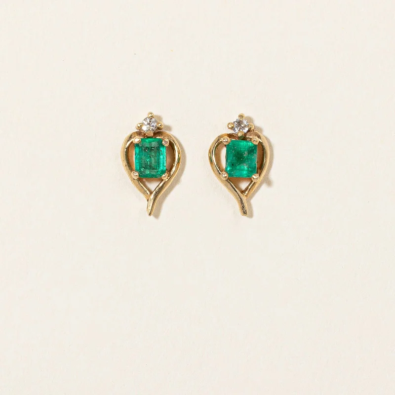 Jewelry Clearance Sale – Final Reductions Emerald & Diamond Stud Earrings | 0.40ctw, 0.04ctw |