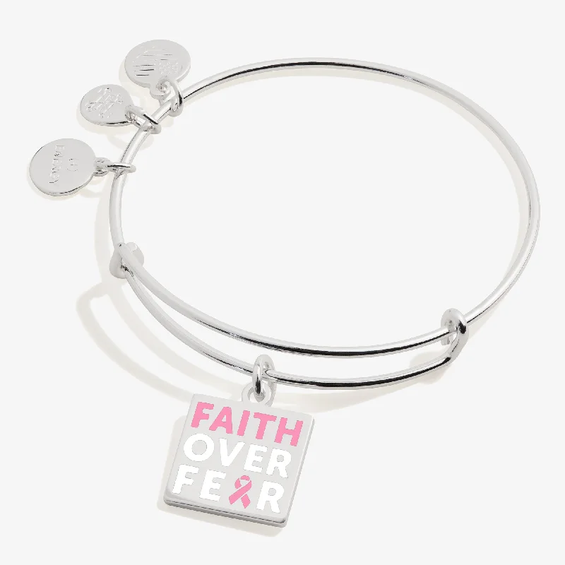 Bestselling Jewelry Now On Sale – Elevate Your Look 'Faith Over Fear' Breast Cancer Awareness Charm Bangle