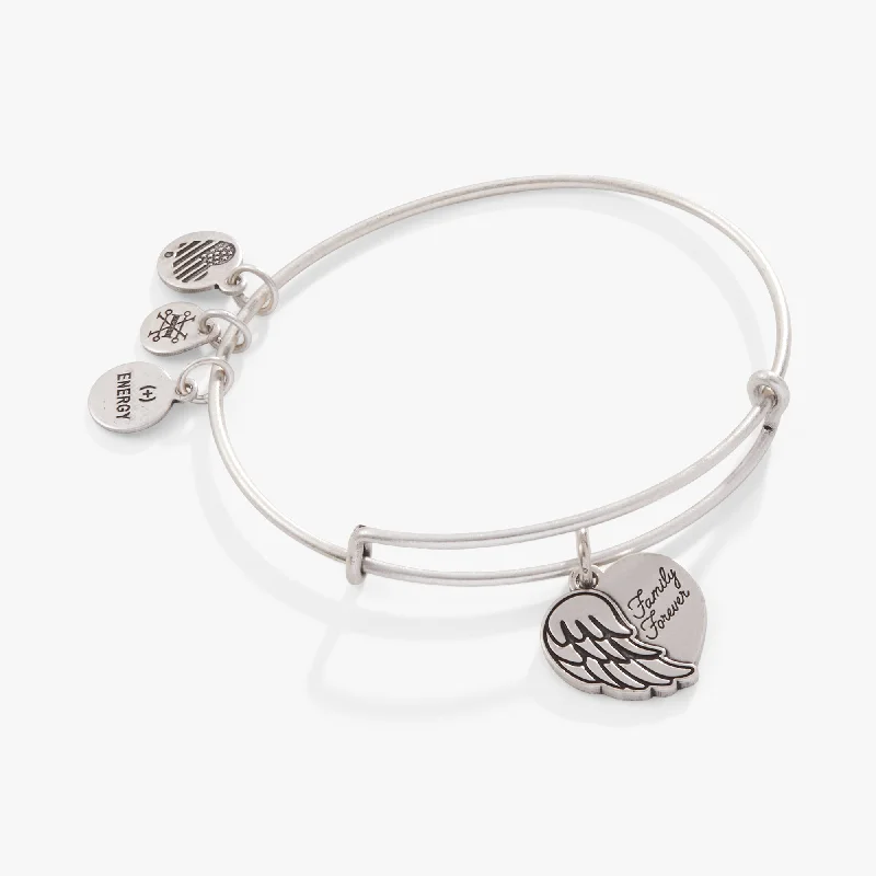 Exclusive Jewelry Sale – Sparkle For Less 'Family Forever' Angel Wing Heart Charm Bangle