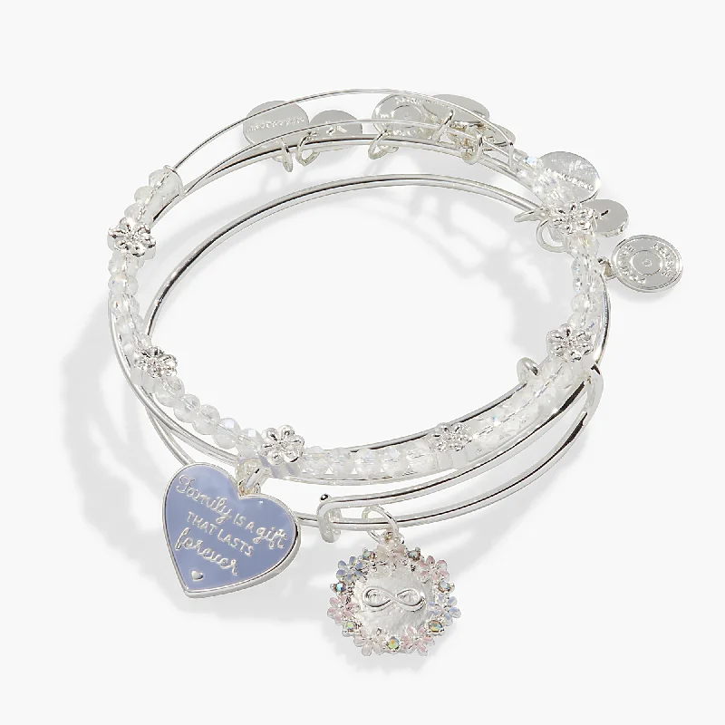 Grab Your Favorite Jewelry At The Lowest Prices 'Family Is A Gift That Lasts Forever' Charm Bangle Bracelet, Set of 3