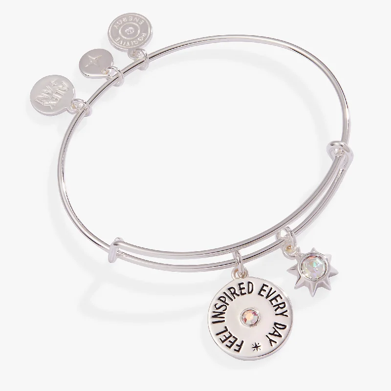 Exclusive Jewelry Offers – Sparkle For Less 'Feel Inspired Every Day' Mantra Charm Bangle