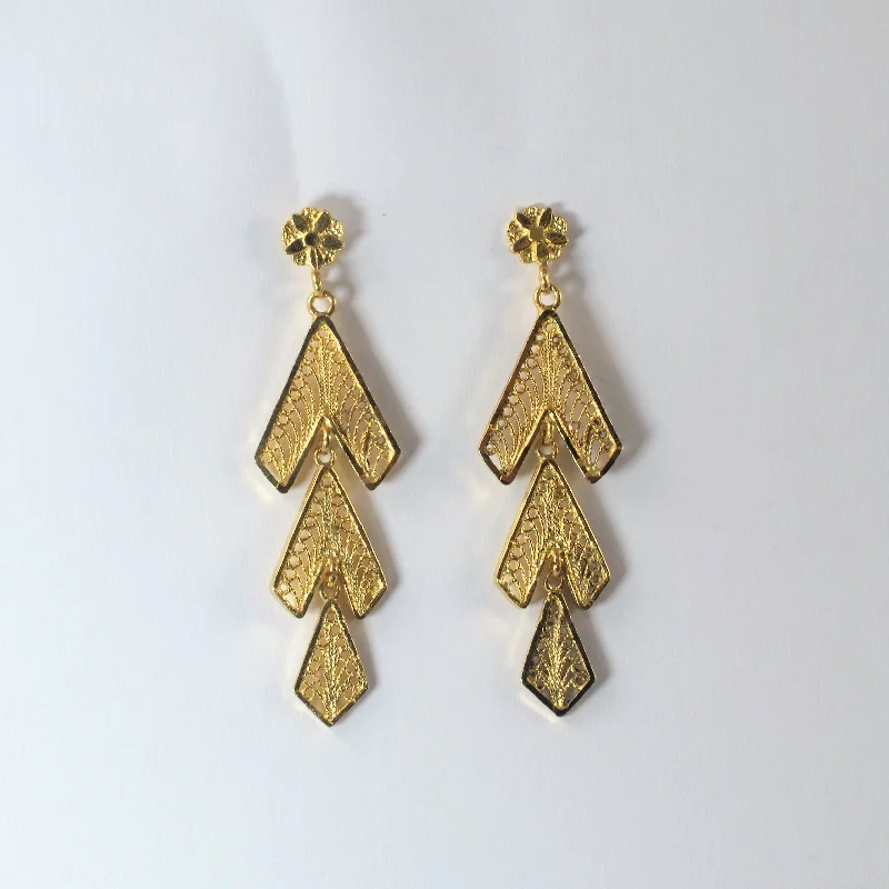 High-Quality Jewelry At A Fraction Of The Cost Gold Filigree Drop Stud Earrings |