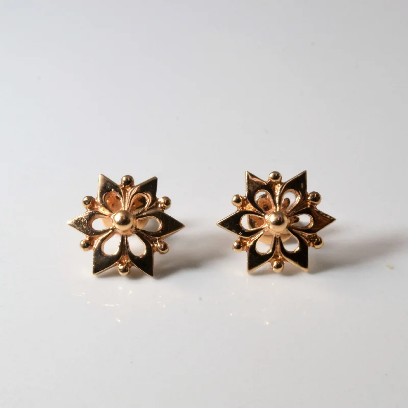 Grab Your Dream Jewelry At The Lowest Prices Floral Design Gold Stud Earrings