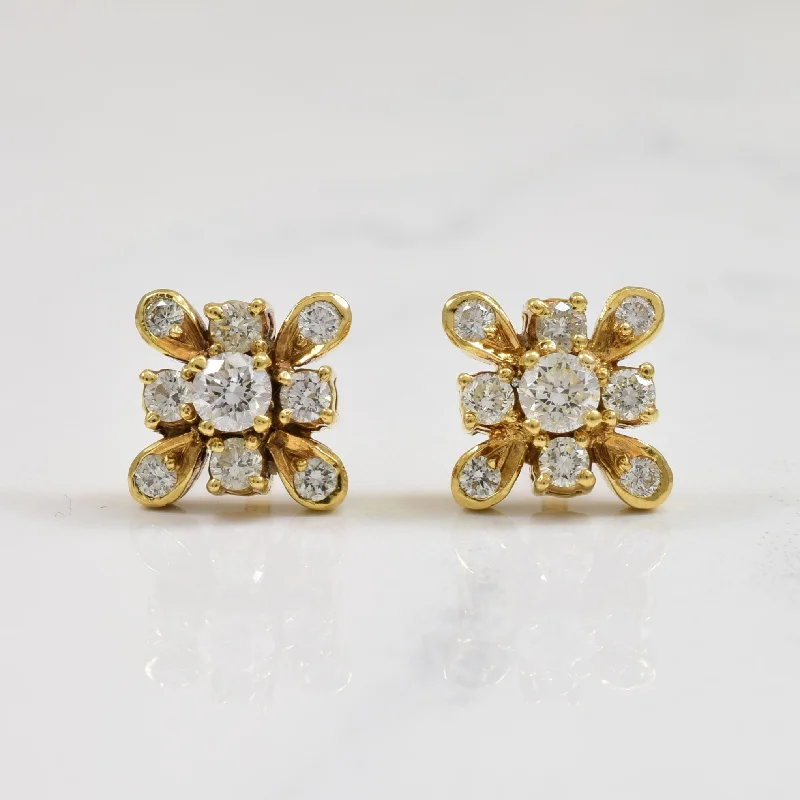 Must-Have Jewelry At Unbelievable Discounts Floral Diamond Stud Earrings | 0.60ctw |