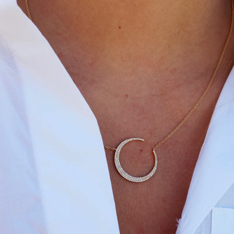 MARTINE DIAMOND CRESCENT MOON NECKLACE