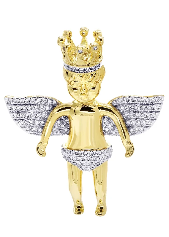 Mens Gold Plated Angel Pendant | 8.3 Grams