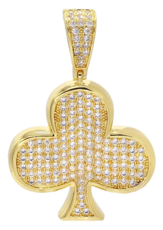 Mens Gold Plated Clover Pendant | 10.8 Grams