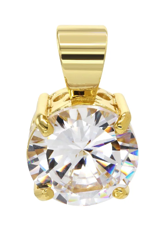 Mens Gold Plated Cubic Zirconia Pendant | 8.3 Grams