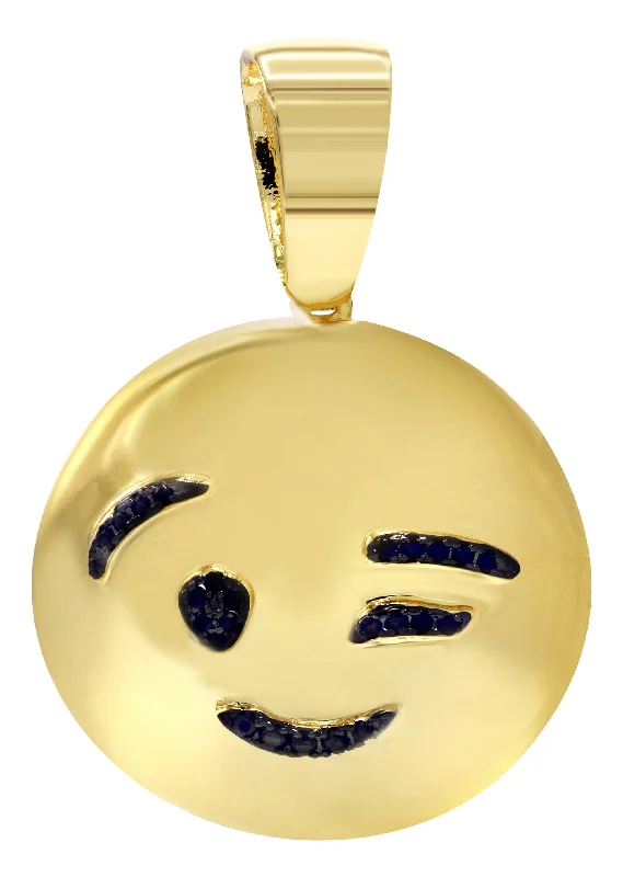 Mens Gold Plated Emoji Pendant | 6.3 Grams