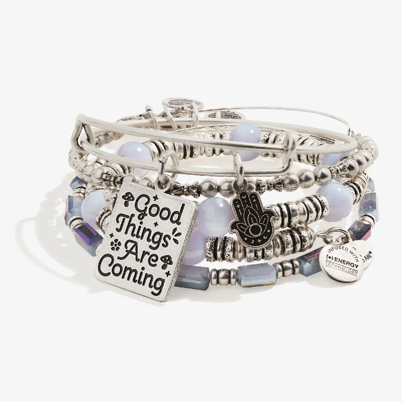 Jewelry Clearance Sale – Final Reductions 'Good Things Are Coming' Charm Bangles, Set of 4