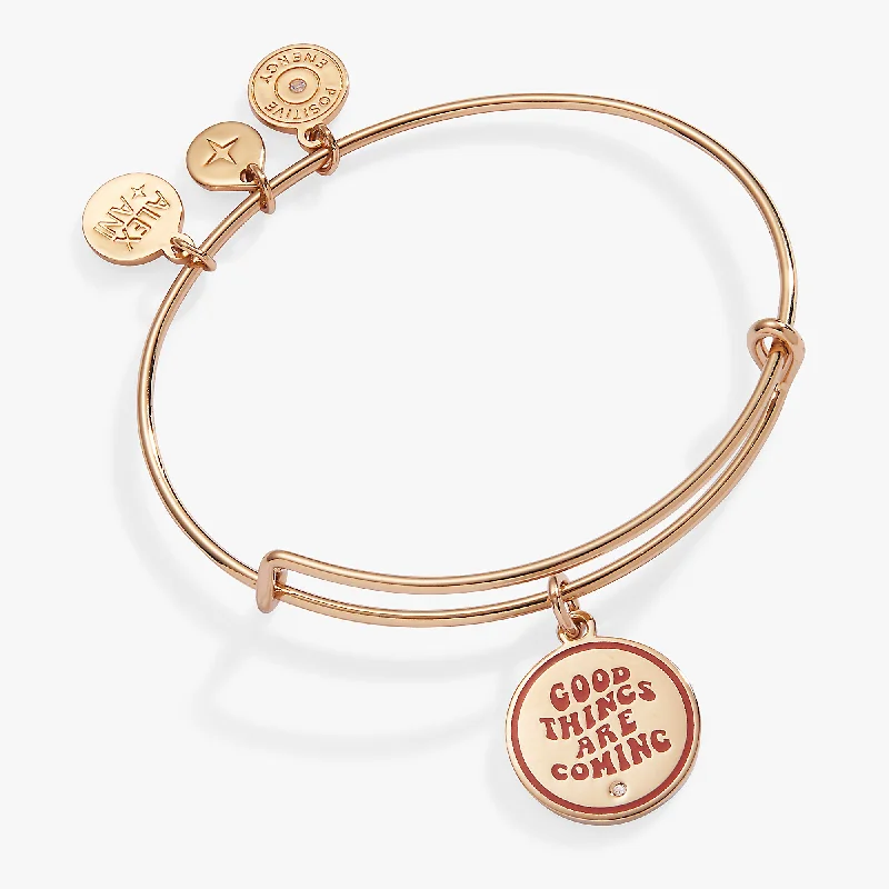 Sparkle More For Less – Jewelry Sale Happening Now 'Good Things Are Coming' Mantra Charm Bangle