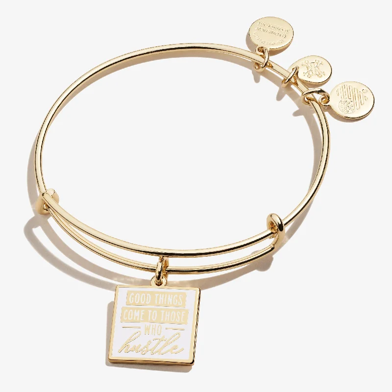 Chic, Trendy, And Affordable Jewelry Sale 'Good Things Come to Those Who Hustle' Charm Bangle