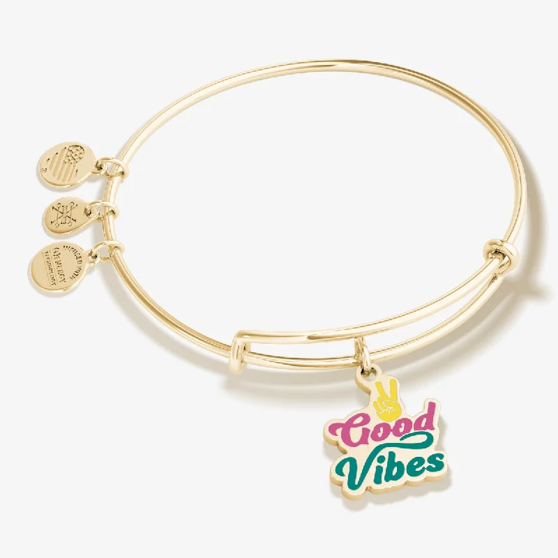 Unmissable Jewelry Sale – Shop Before It's Too Late 'Good Vibes' Charm Bangle Bracelet