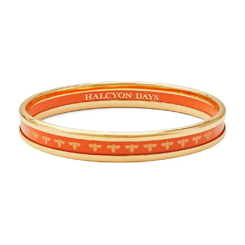 Halcyon Days 6mm Bee Orange & Gold Enamel Bangle