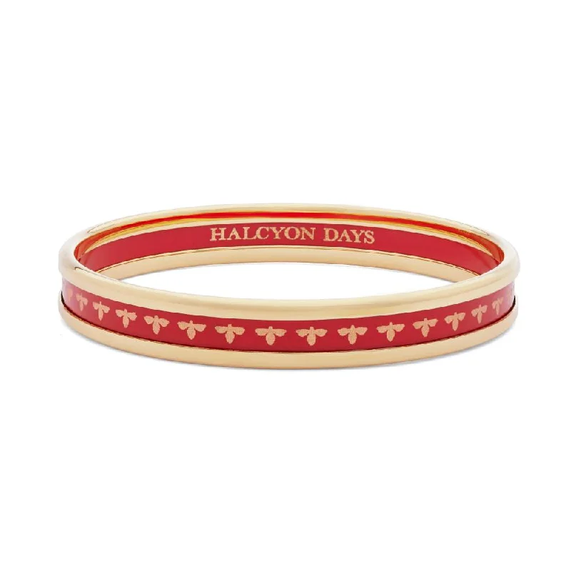 Halcyon Days 6mm Bee Red & Gold Enamel Bangle