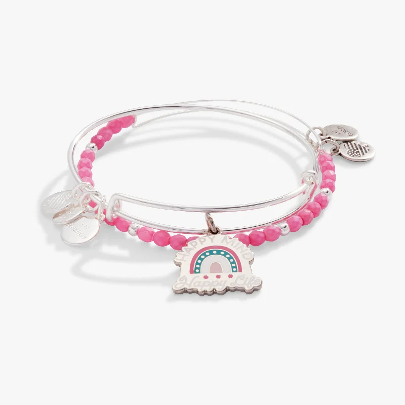 Jewelry Deals That Outshine The Rest 'Happy Mind, Happy Life' Charm Bangle, Set of 2