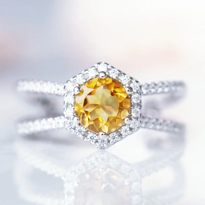 Lyla Citrine Ring- Sterling Silver