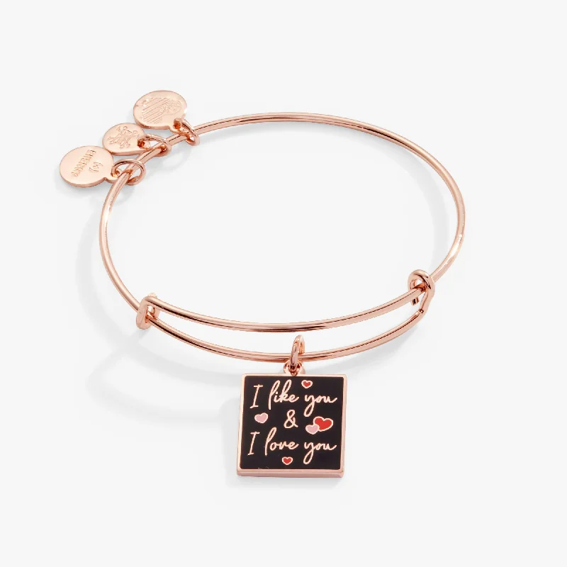 Celebrate Every Occasion With Sparkling Savings 'I Like You + I Love You' Charm Bangle Bracelet