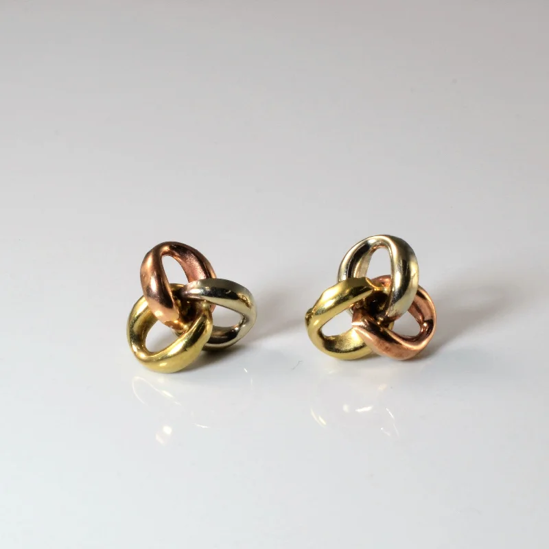 Elegant Jewelry, Exclusive Prices – Shop Now Interlocking Tri Tone Gold Stud Earrings