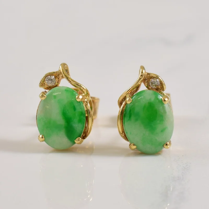 Jewelry Flash Sale – Stylish Designs At Unbeatable Rates Jadeite & Diamond Stud Earrings | 2.00ctw, 0.02ctw |