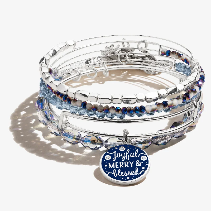 Don't Miss Out – Shop Elegant Jewelry For Less 'Joyful, Merry & Blessed' Bracelets, Set of 5