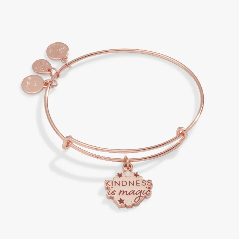 Customized Silver Jewelry For Unique Style 'Kindness is Magic' Charm Bangle Bracelet