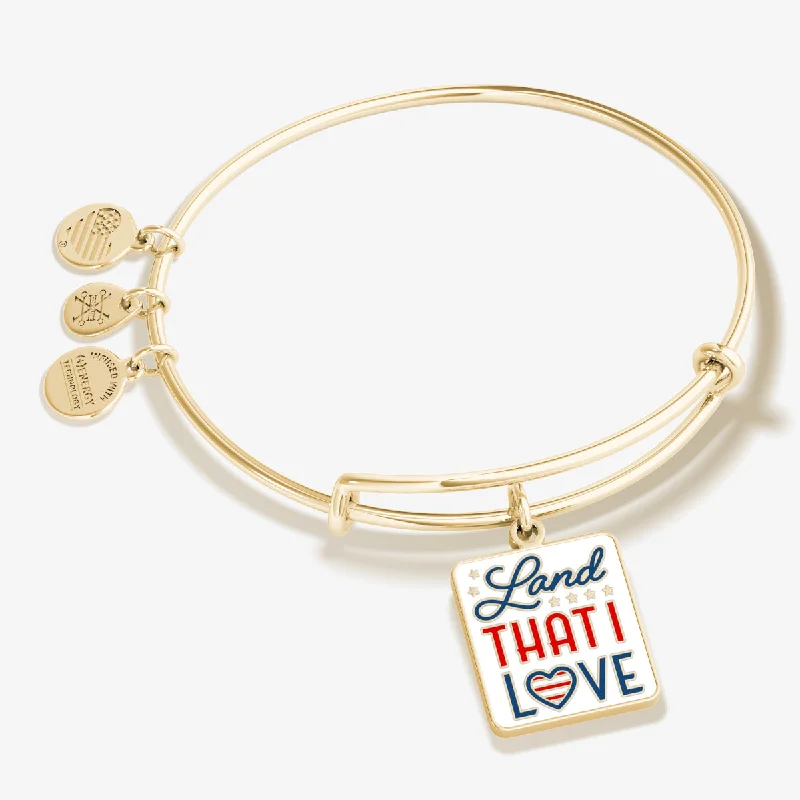 Modern Statement Jewelry For Bold Styling 'Land That I Love' Patriotic Charm Bangle Bracelet