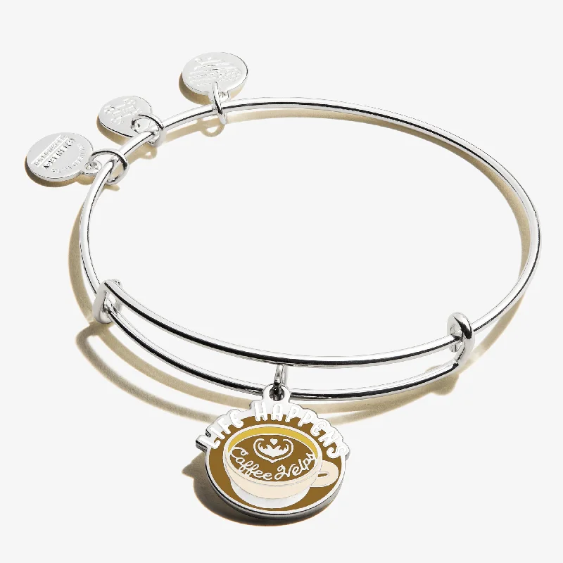 Buy More, Save More On Stunning Jewelry Pieces 'Life Happens, Coffee Helps' Charm Bangle