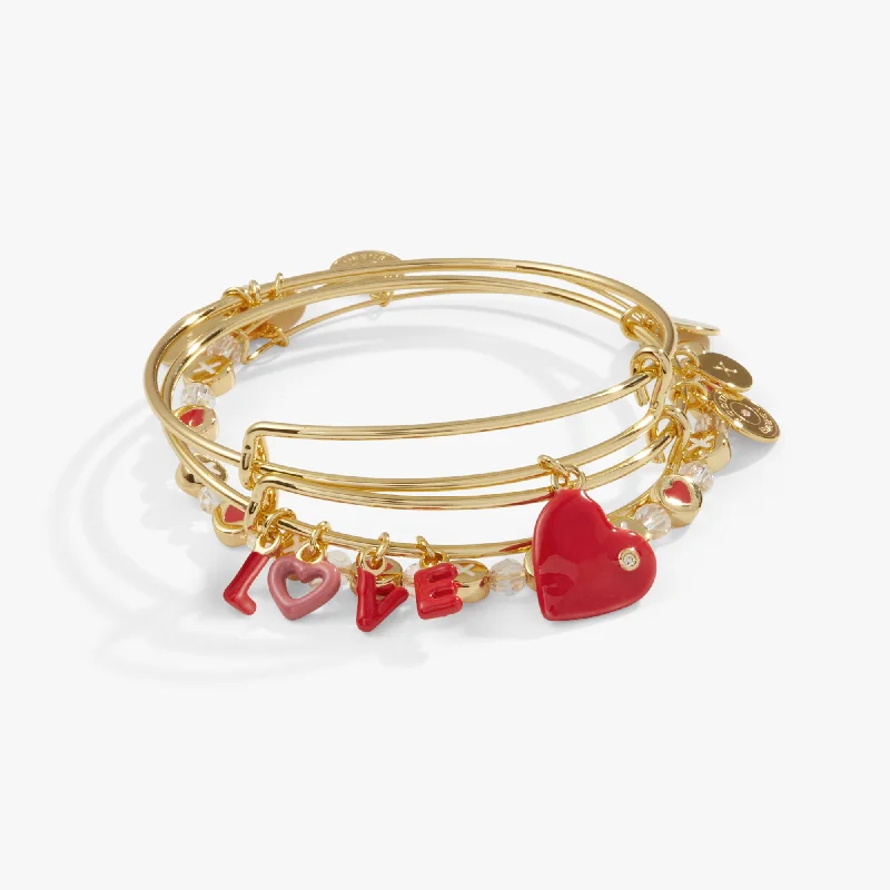 Affordable Glamour – Premium Jewelry At Special Prices 'LOVE' Charm Bangle, Set of 3