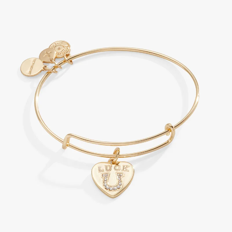 Shop Dazzling Jewelry At The Best Prices 'Luck' Heart Charm Bangle Bracelet