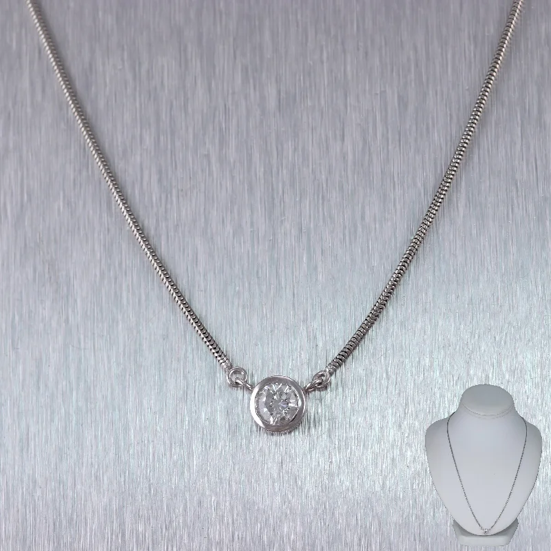 Timeless Elegance Now At Special Discounts Modern Platinum 0.75ct Solitaire Diamond 19" Necklace