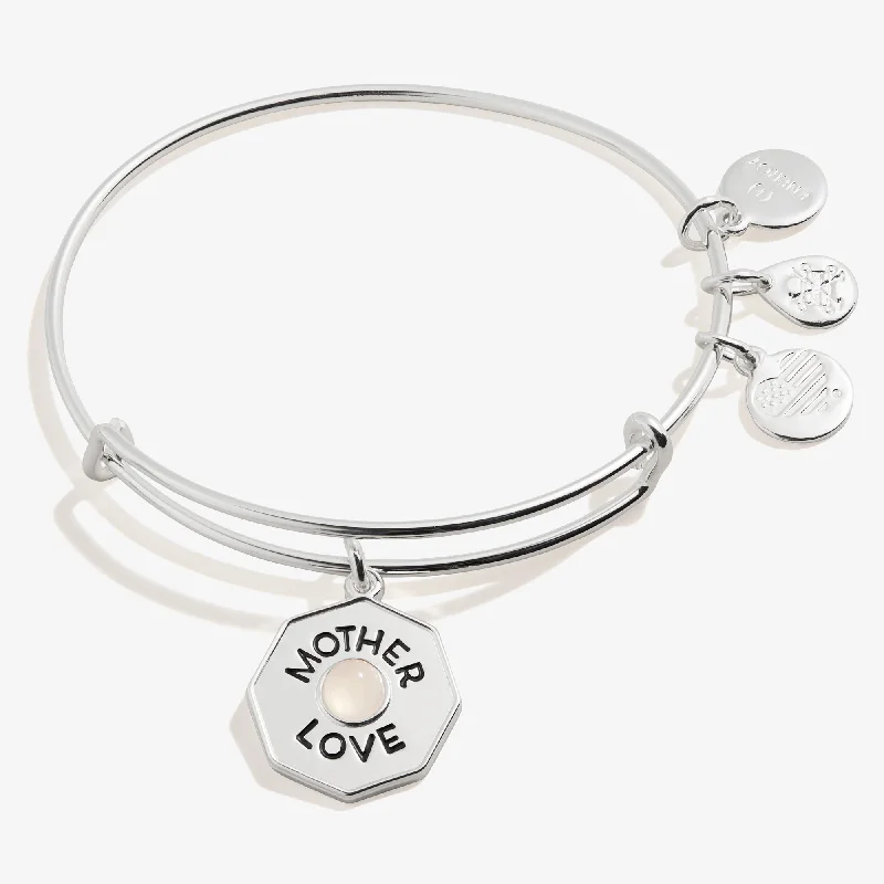 Get Your Favorite Jewelry At The Best Price 'Mother, Love' Rose Quartz Charm Bangle Bracelet