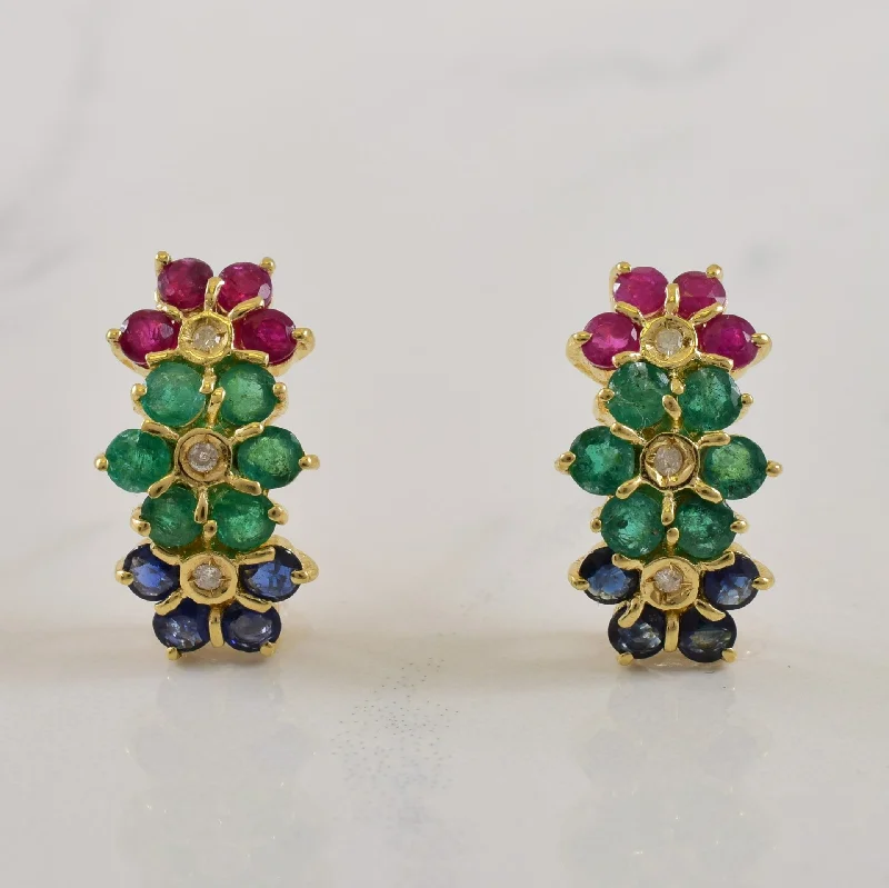 Elevate Your Outfit With Discounted Statement Jewelry Multi Gem & Diamond Stud Earrings | 1.68ctw, 0.03ctw |