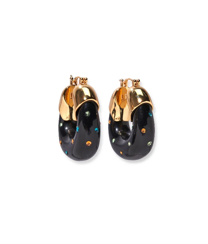 Make Your Outfit Shine With Discounted Jewelry Organic Hoops in Studded Onyx