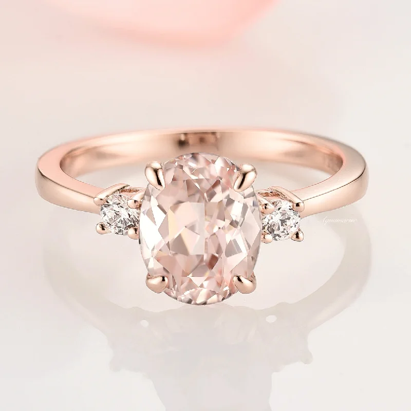 Everly Oval Morganite Ring- 14K Rose Gold Vermeil