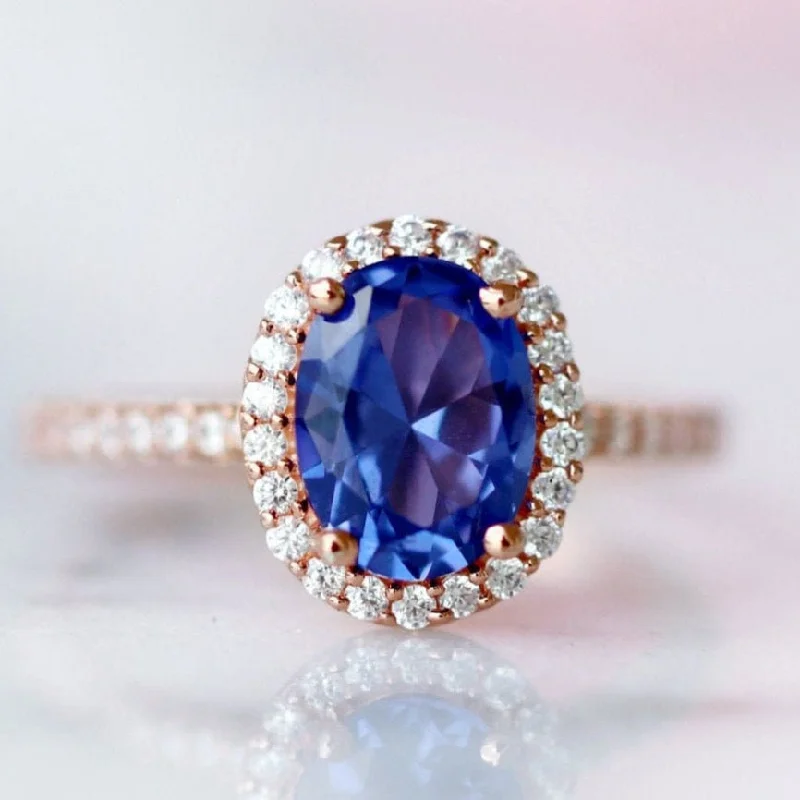 Iris Oval Tanzanite Ring- 14K Rose Gold Vermeil