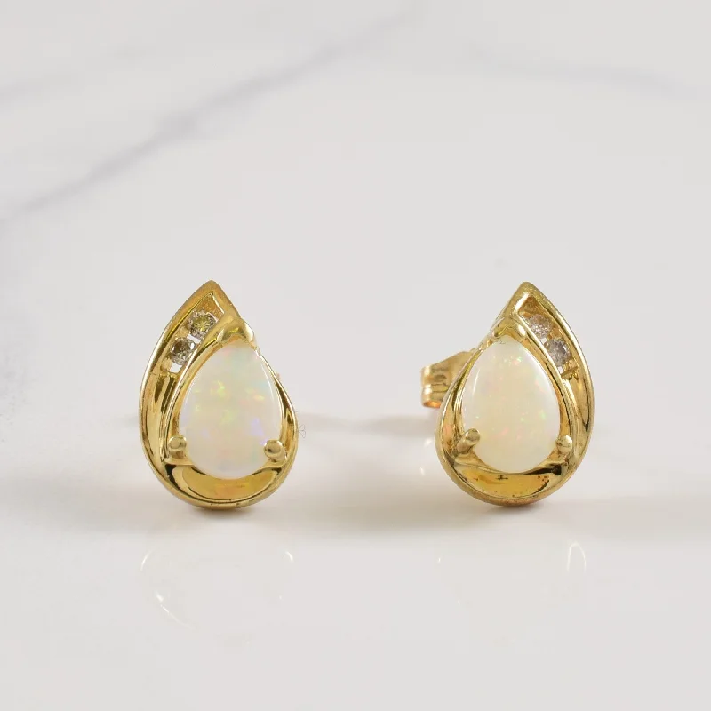 Must-Have Jewelry At Irresistible Discounts Pear Opal & Diamond Stud Earrings | 0.80ctw, 0.05ctw |