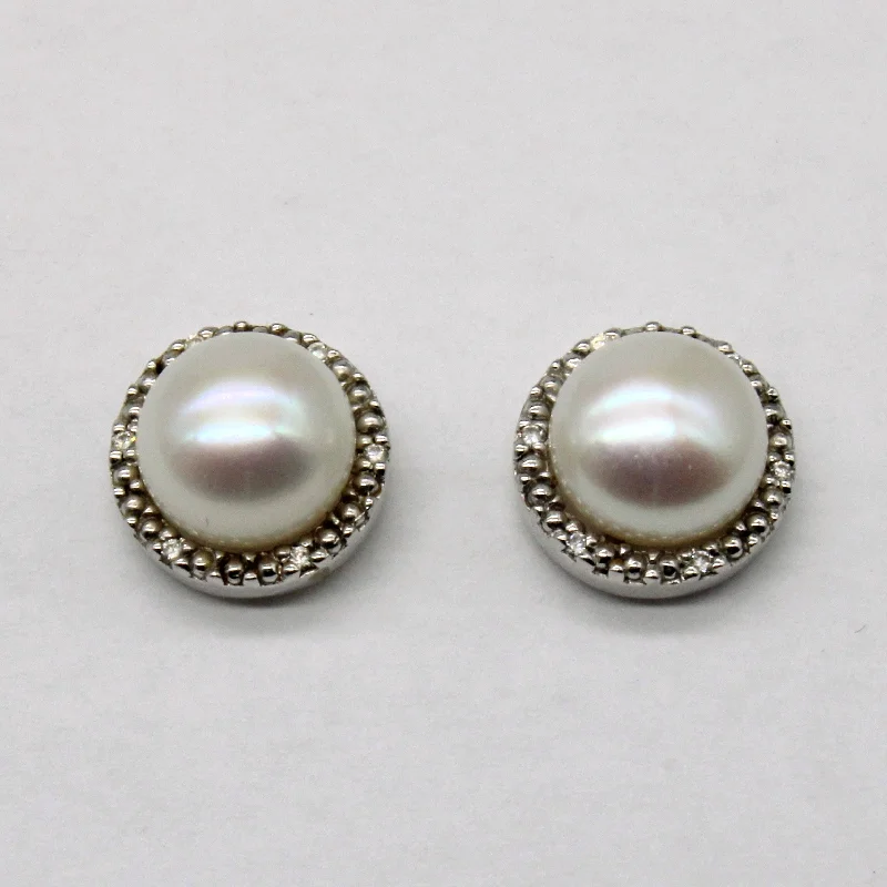 Premium Jewelry At Promotional Prices – Shine Today Pearl & Diamond Stud Earrings | 0.04ctw |