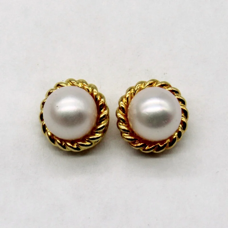 Handcrafted Jewelry Sale – Unique Designs At Low Prices Gold Halo Pearl Stud Earrings |