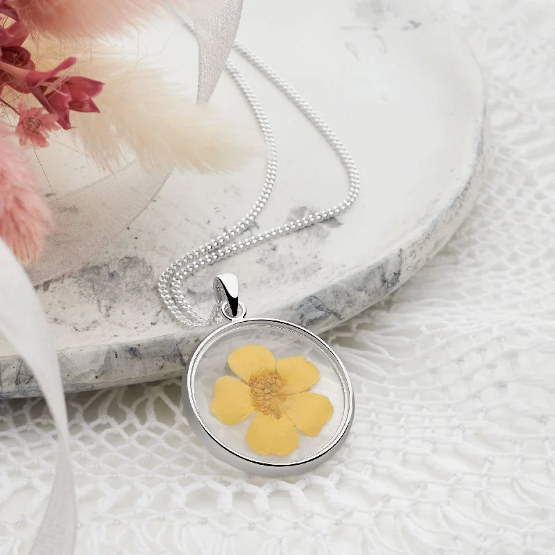 Pressed Buttercup Pendant