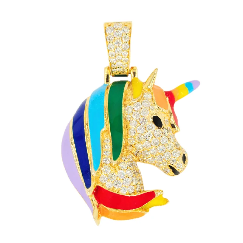 10KY 1.00CTW DIAMOND UNICORN PENDANT