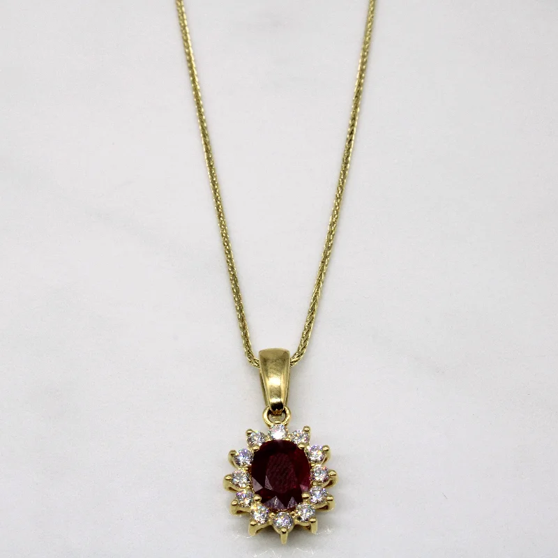 Ruby & Diamond Pendant & Necklace | 1.55ct, 0.77ctw | 16" |