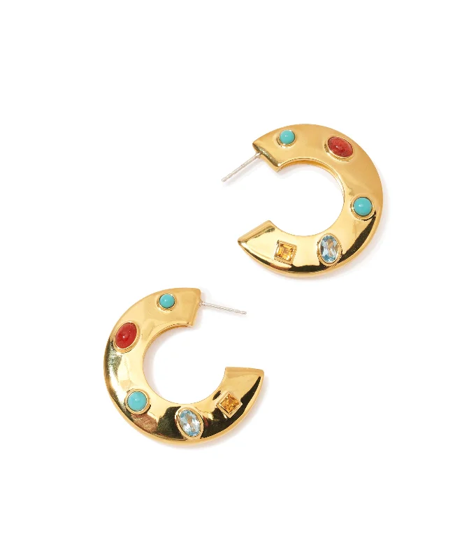 Bestselling Jewelry At Special Promotional Rates Saucer Hoops in Dotted Stone