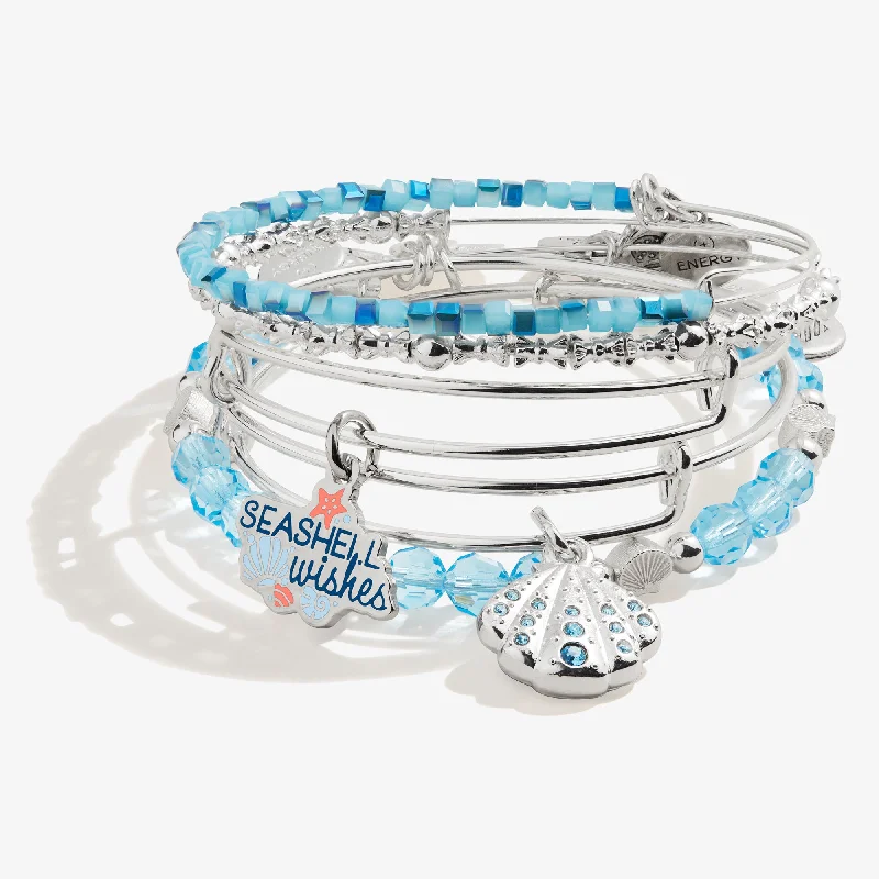 High-End Sparkle, Low-End Prices – Jewelry Sale Live 'Seashell Wishes' Charm Bangles, Set of 5